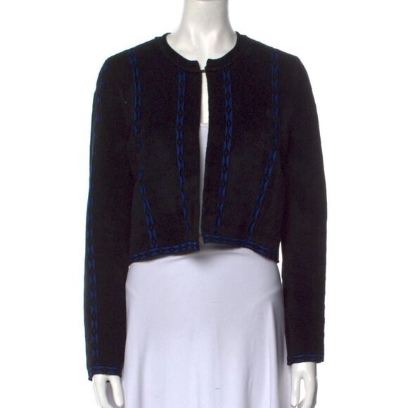 Maje Cardigan Geometric-Print Cardigan Black Large - Picture 15 of 15